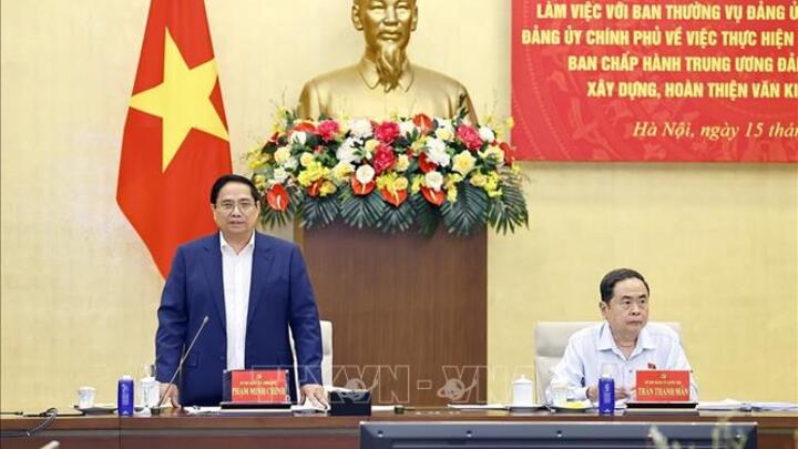 Chủ tịch Quốc hội và Thủ tướng Chính phủ đồng chủ trì Hội nghị các tổ công tác của Bộ Chính trị